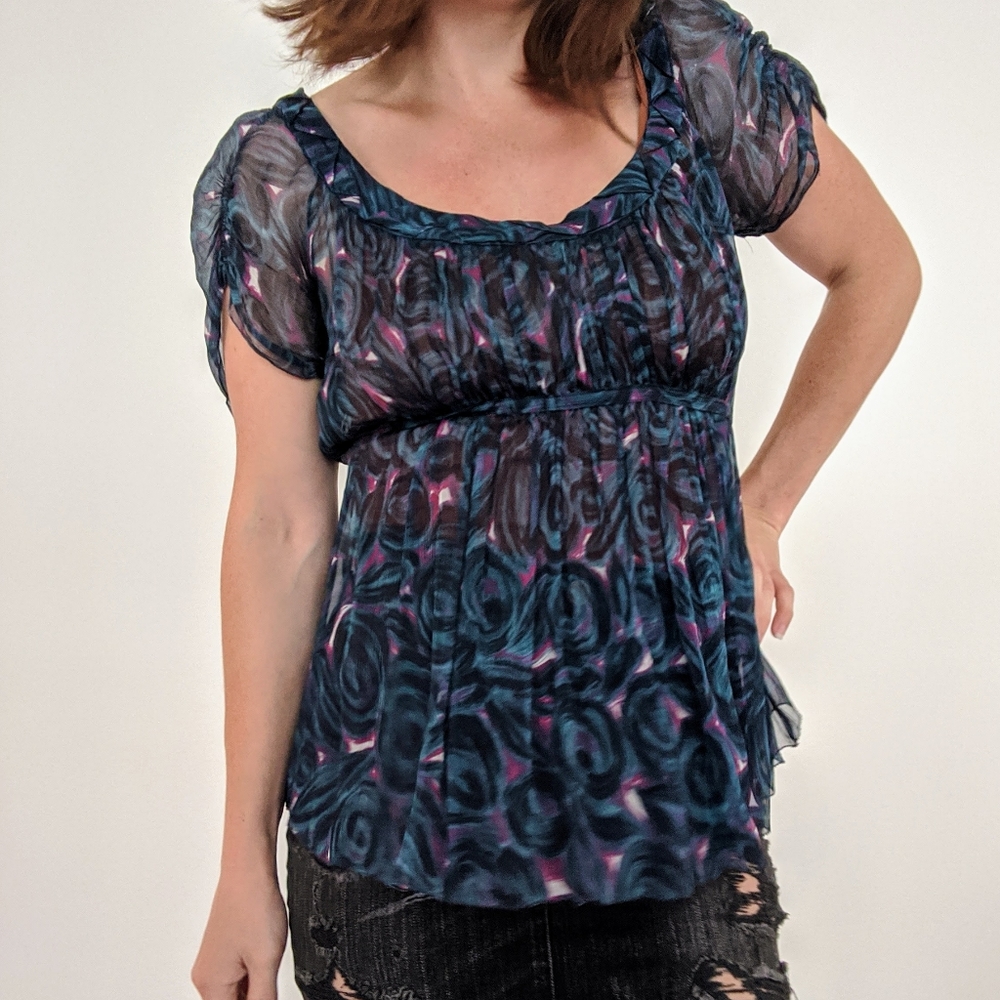 ELIE TAHARI Sheer Floral Nordstrom Blouse